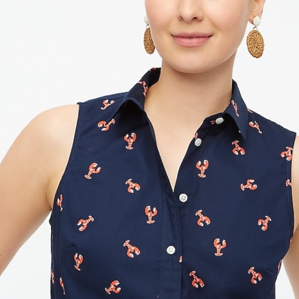 J. Crew Sleeveless Poplin Button Down Shirt